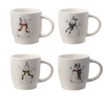 12 oz. Stoneware Mug w/ Snowman & Bird Image