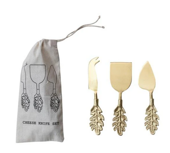 Stainless Steel Cheese Servers w/Leaf Handle