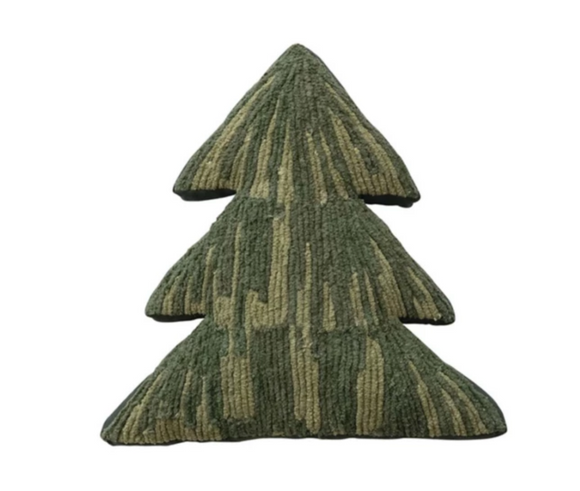 Cotton Tufted Tree-Shaped Pillow with Cord Embroidery