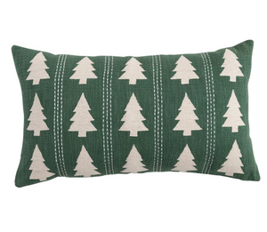 Lumbar Pillow with Trees Pattern, Embroidery & Stitching