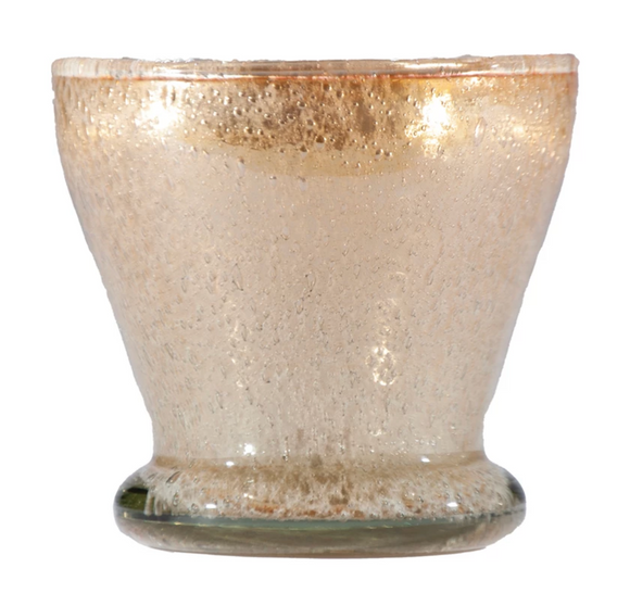 Seeded Glass Tealight/Votive Holder, Iridescent Champagne Finish