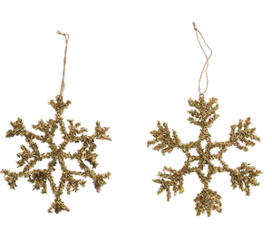 Metal & Glass Beaded Snowflake Ornament