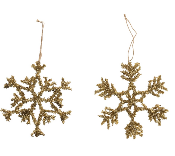 Metal & Glass Beaded Snowflake Ornament