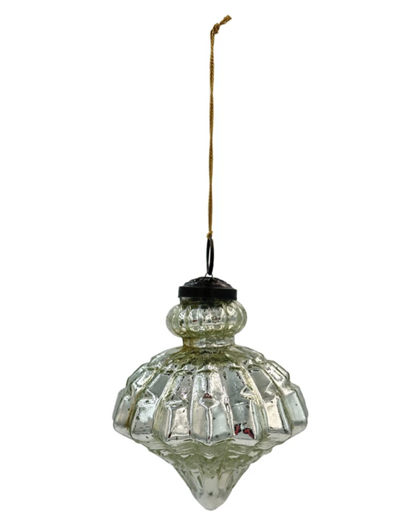 Mercury Glass Pleated Ornament