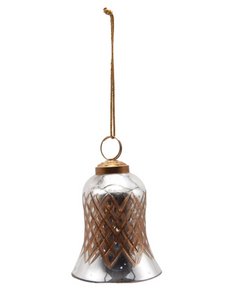 Hand-Painted Cut Mercury Glass Bell Ornament
