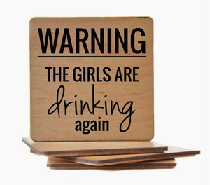 WARNING Wooden Coaster