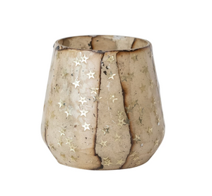 Glass & Torn Paper Tealight/Votive Holder with Star Sequins
