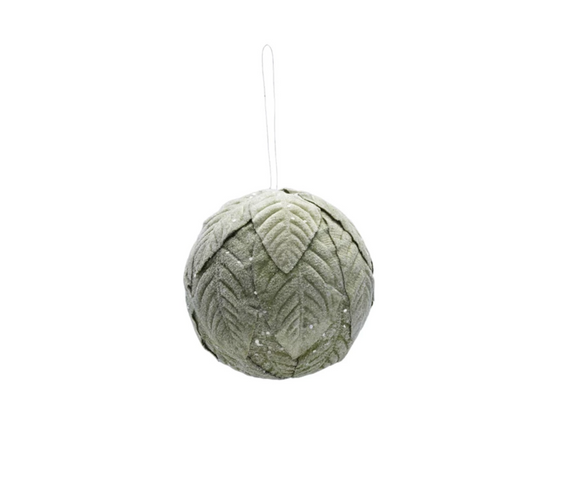 Foam & Fabric Leaves Ball Ornament with Glitter