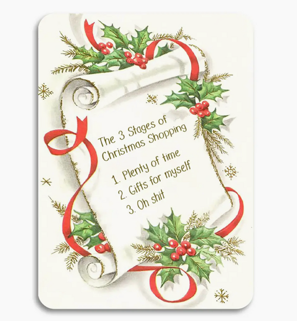 The 3 Stages of Christmas Shopping - Funny Holiday Card