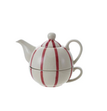 Striped Stoneware Teapot Set
