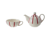 Striped Stoneware Teapot Set
