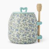 26oz Printed Ceramic Honey Pot - Ditzy Blue Floral