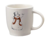 12 oz. Stoneware Mug w/ Snowman & Bird Image