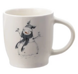12 oz. Stoneware Mug w/ Snowman & Bird Image