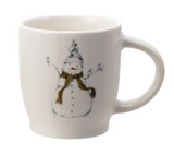 12 oz. Stoneware Mug w/ Snowman & Bird Image
