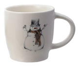 12 oz. Stoneware Mug w/ Snowman & Bird Image