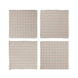 Double Cloth Caramel Grid/Striped Napkin Set