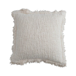 White Boucle Pillow w/ Fringe