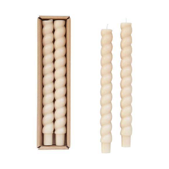 Unscented Cream Twisted Taper Candle Set