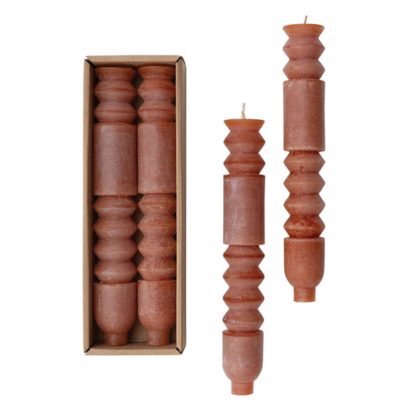 Unscented Rust Totem Taper Candle Set