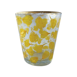 Glass Tealight Holder w/ Embedded Flowers