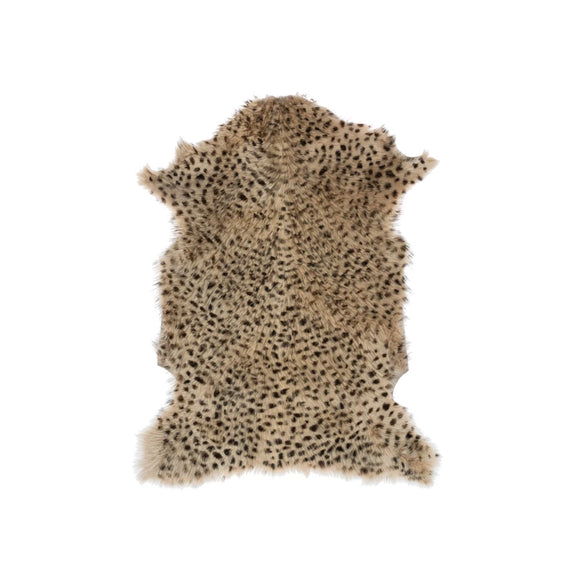 Goat Fur Rug w/ Leopard Print