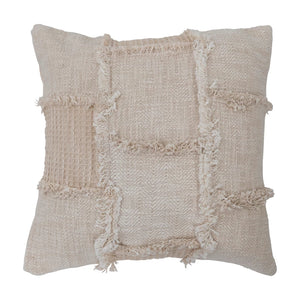 Cream Frayed Wool Pillow