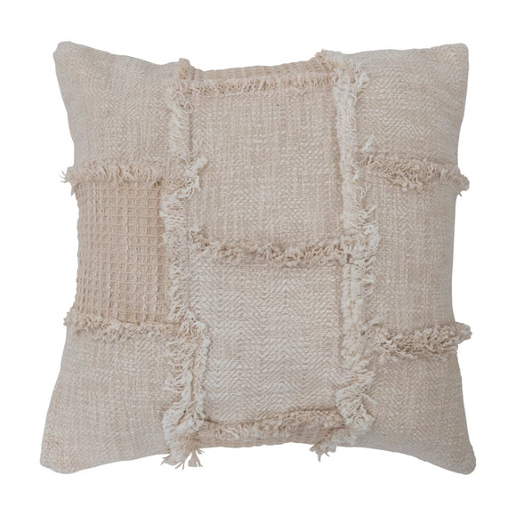 Cream Frayed Wool Pillow