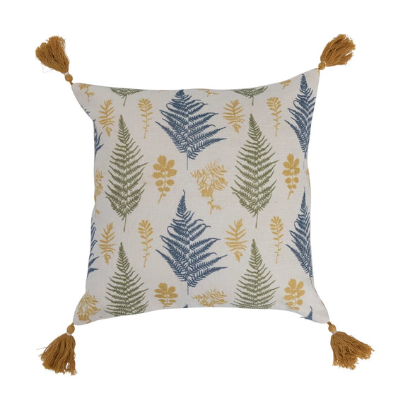 Botanical Print Pillow w/ Tassels