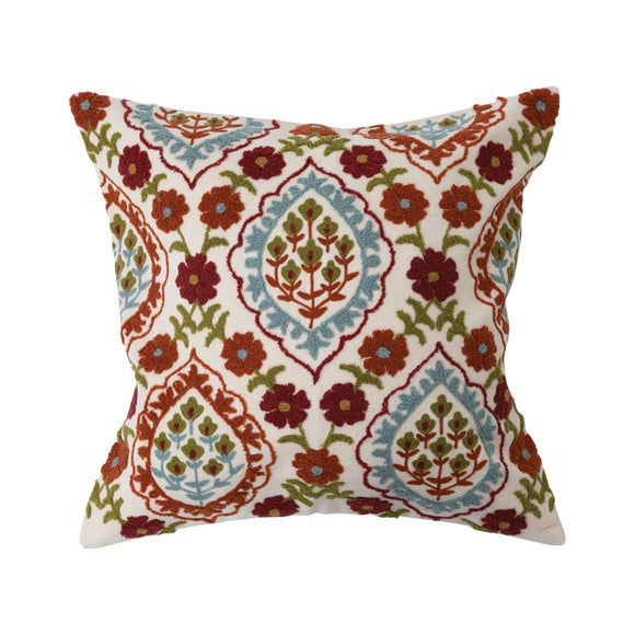 Embroidered Floral Pillow