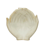 White Reative-Glazed Stoneware Hands Bowl
