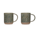 Debossed Green Stoneware Mug