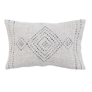 Natural & Black Lumbar Pillow w/ Kantha Stitching