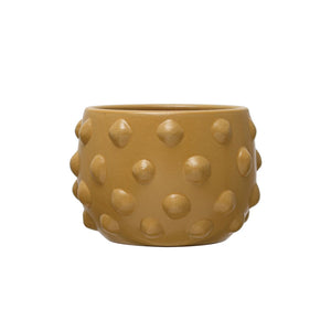 Matte Mustard Terra-cotta Planter w/ Knobs