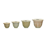 Multi-Color Hand-Painted Stoneware Measuring Cup Set