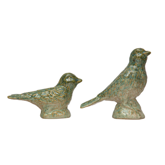 Green Reactive-Glazed Stoneware Bird