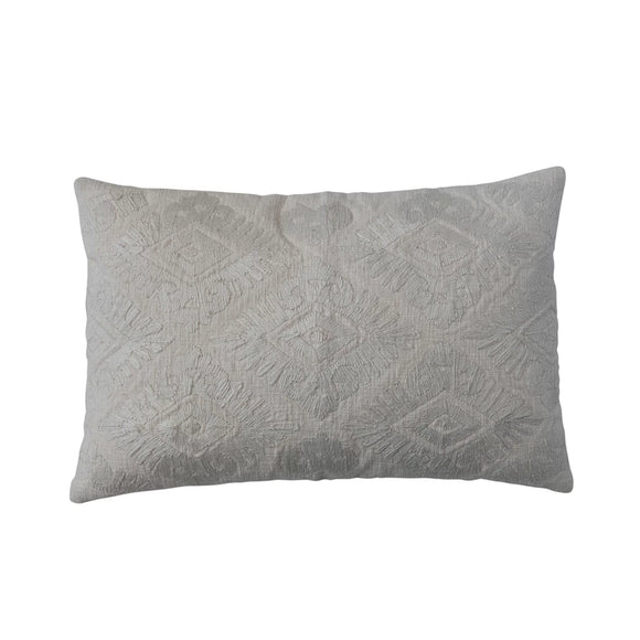 Neutral Embroidered Lumbar Pillow