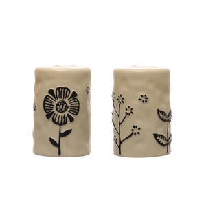 Hand-Painted Stoneware Salt & Pepper Shaker Set