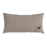 Linen Lumbar Pillow w/ Bird & Floral Print