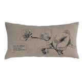 Linen Lumbar Pillow w/ Bird & Floral Print