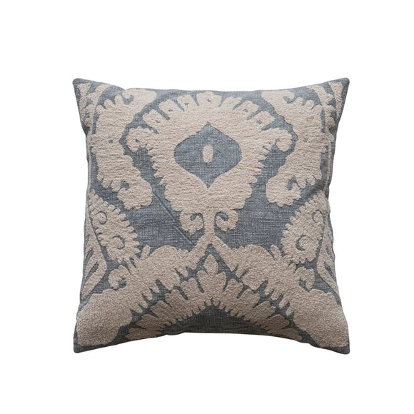 Square Damask Tufted Pillow