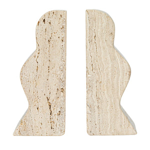 Travertine Wave Bookend Set