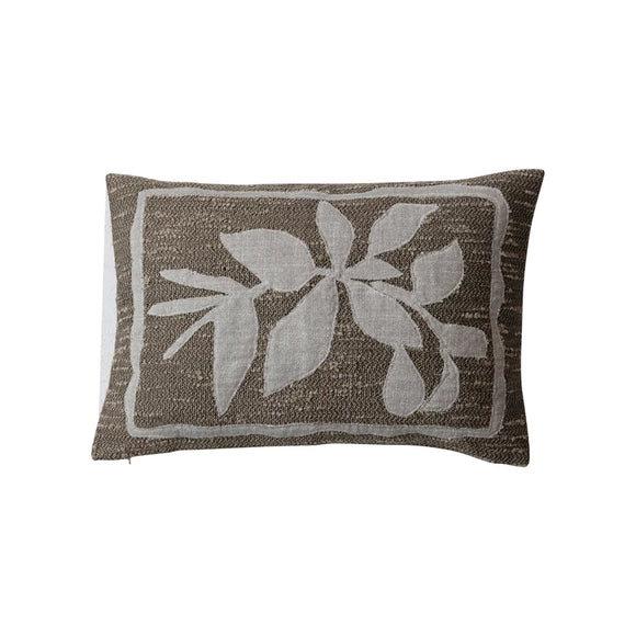 Indoor/Outdoor Appliquéd Botanical Pillow