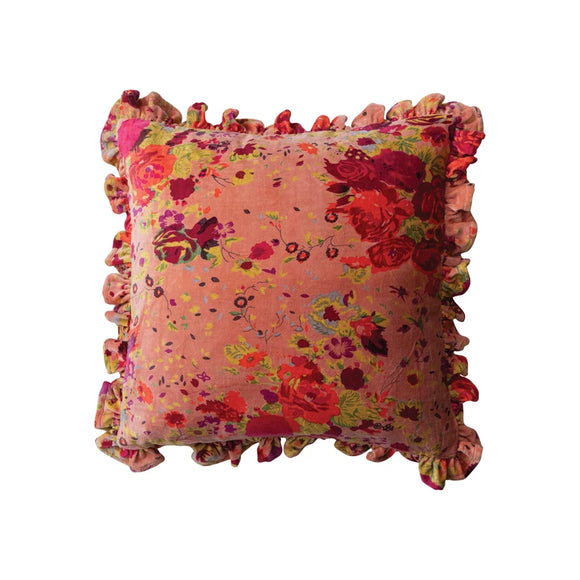 Velvet Floral Printed Pillow