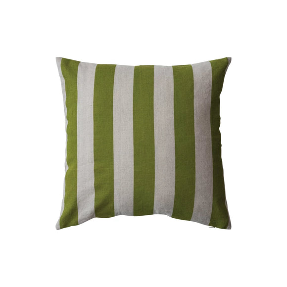 Green Striped Linen Pillow