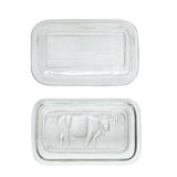 Pressed Glass Butter Dish w/ Embossed Cow