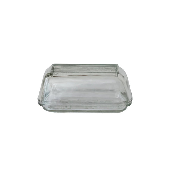 Pressed Glass Butter Dish w/ Embossed Cow