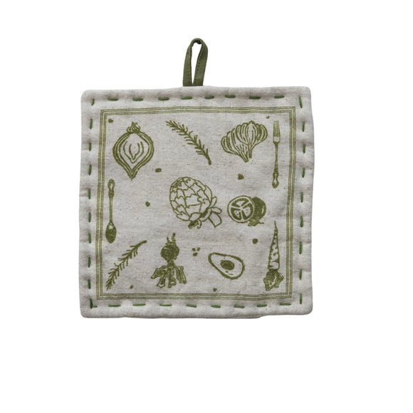 Cotton & Linen Vegetable Printed Pot Holder