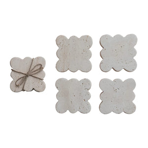 Scalloped Travertine Coaster Set