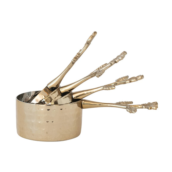 Gold Aluminum Measuring Cup Set w/ Flower Handle